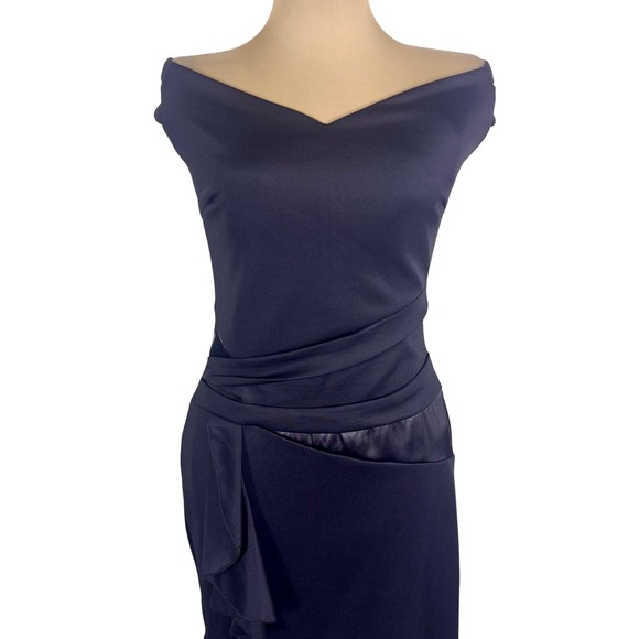 Venus Ruffle Detail Dress Medium Little Black Dress Holiday Party Wedding Guest - Picture 4 of 16